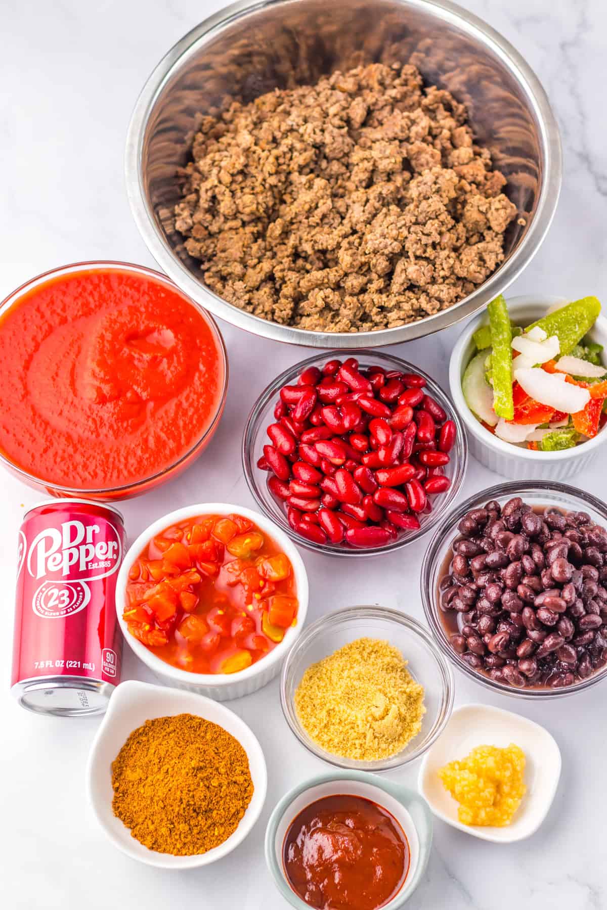 This sweet and tangy Dr. Pepper Chili is a delicious slow cooker recipe that’s perfect for a weeknight dinner. ingredients needed to make Dr. Pepper Chili