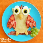 Owl Pancake Breakfast on a blue plate